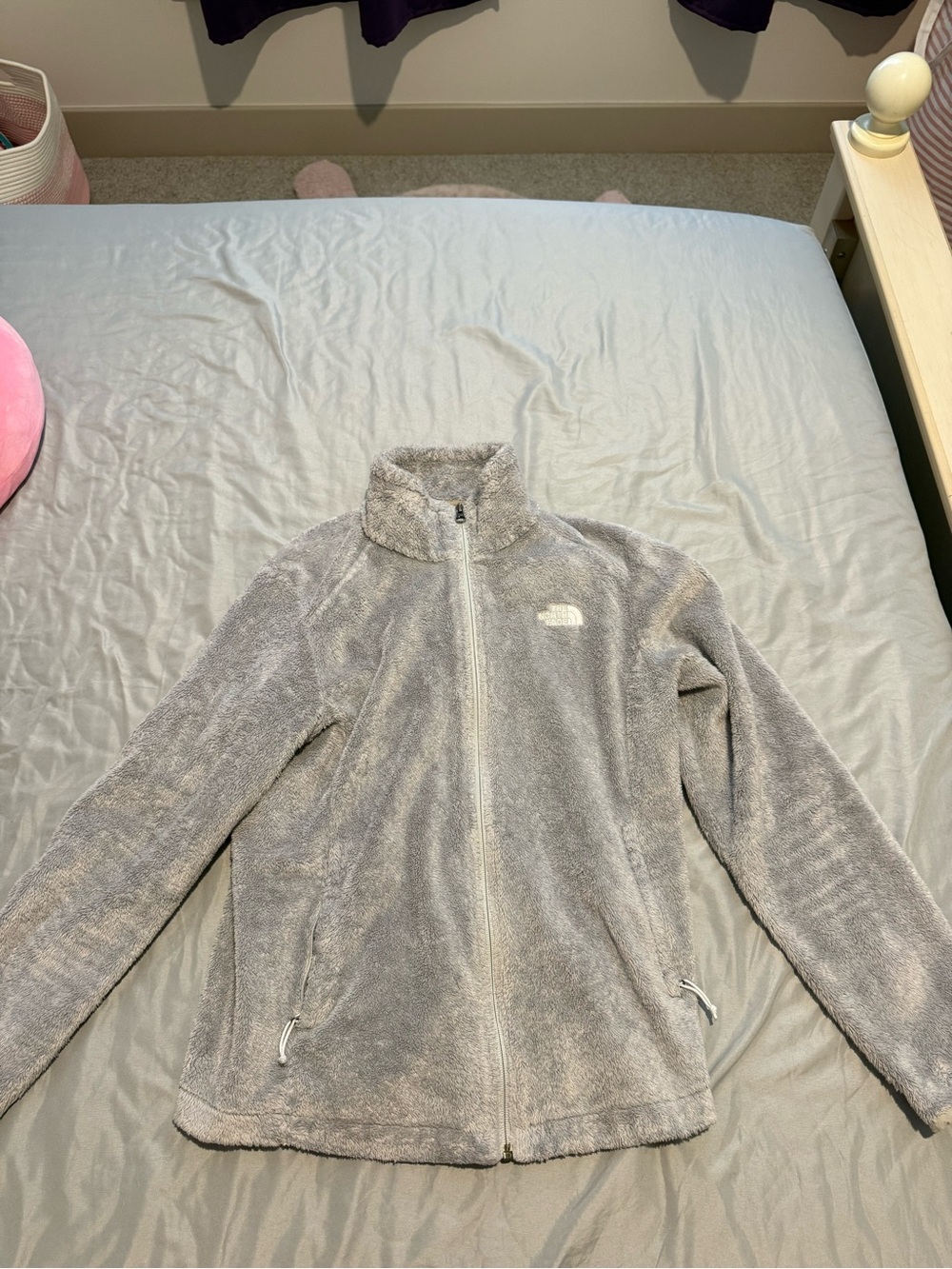The North Face Light Gray Teddy Fleece Jacket